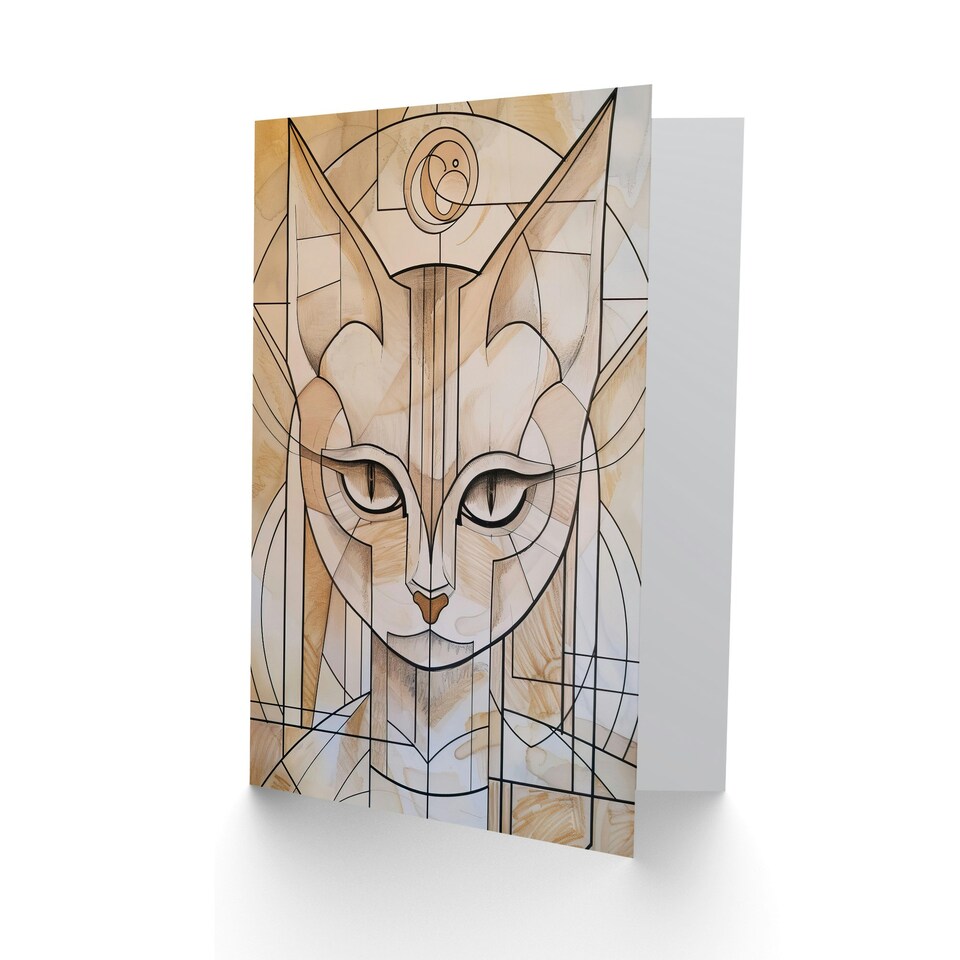 image 1 of Lover Deco Feline Design Portrait Cat Him Her Birthday Card