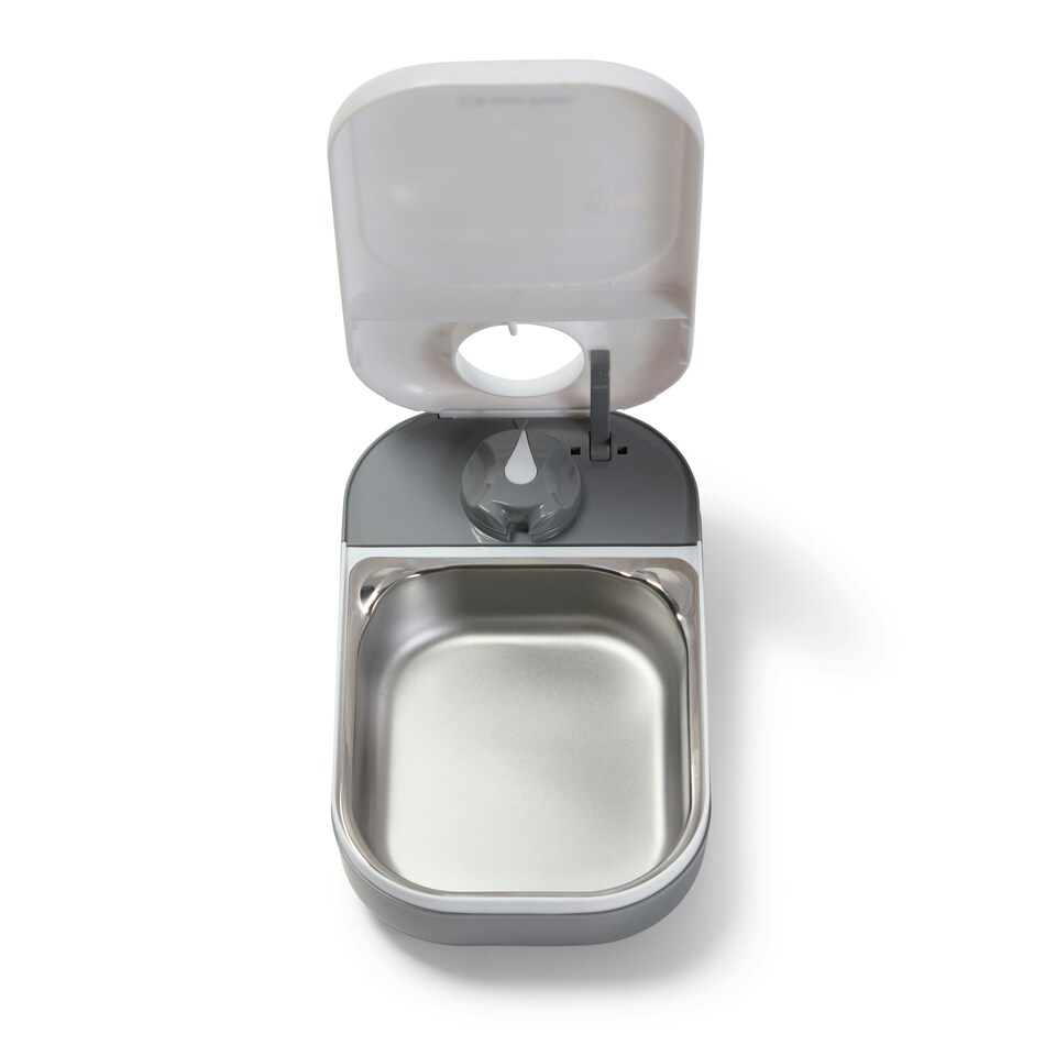 image 1 of Closer Pets One-Meal Automatic Dry/Wet Food Pet Feeder with Stainless Steel Bowl Inserts (C100) White
