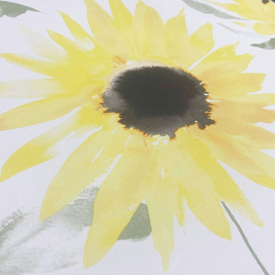 image 1 of Catherine Lansfield Sunflower Wallpaper - Yellow/White - 10m x 53cm Yellow