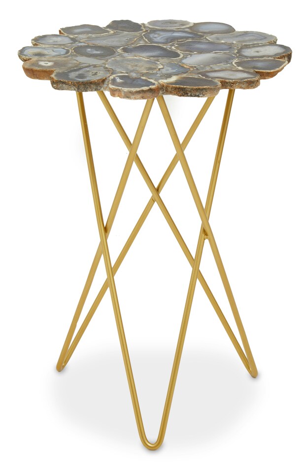 image 1 of Jaipur Side Table with Agate Top | Gold