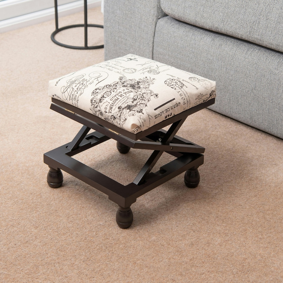 image 1 of Greenhurst Adjustable 3-Position Footstool with Padded Top, Mahogany Finish Brown | Mahogany