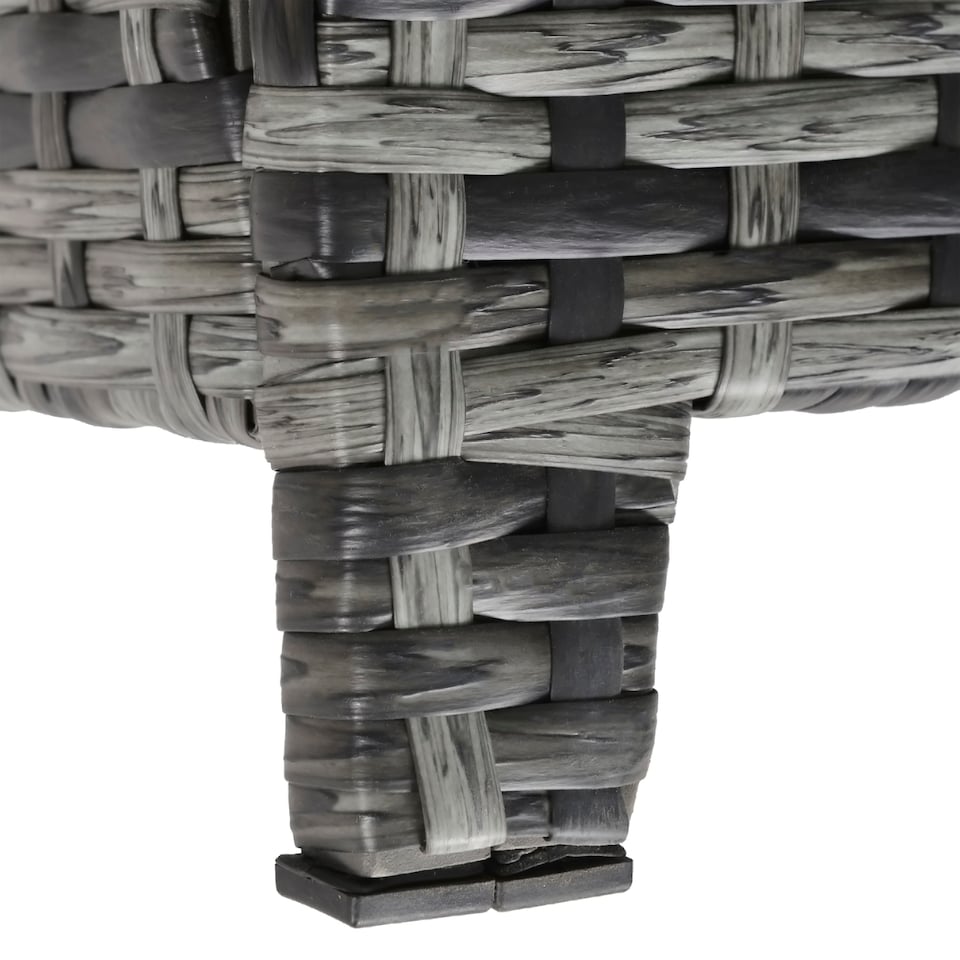 image 1 of Outsunny PE Rattan Outdoor Storage Bench, Aluminium Garden Bench with Storage Underneath with Zipped Inner Lining, Rods for Deck, Mixed Grey