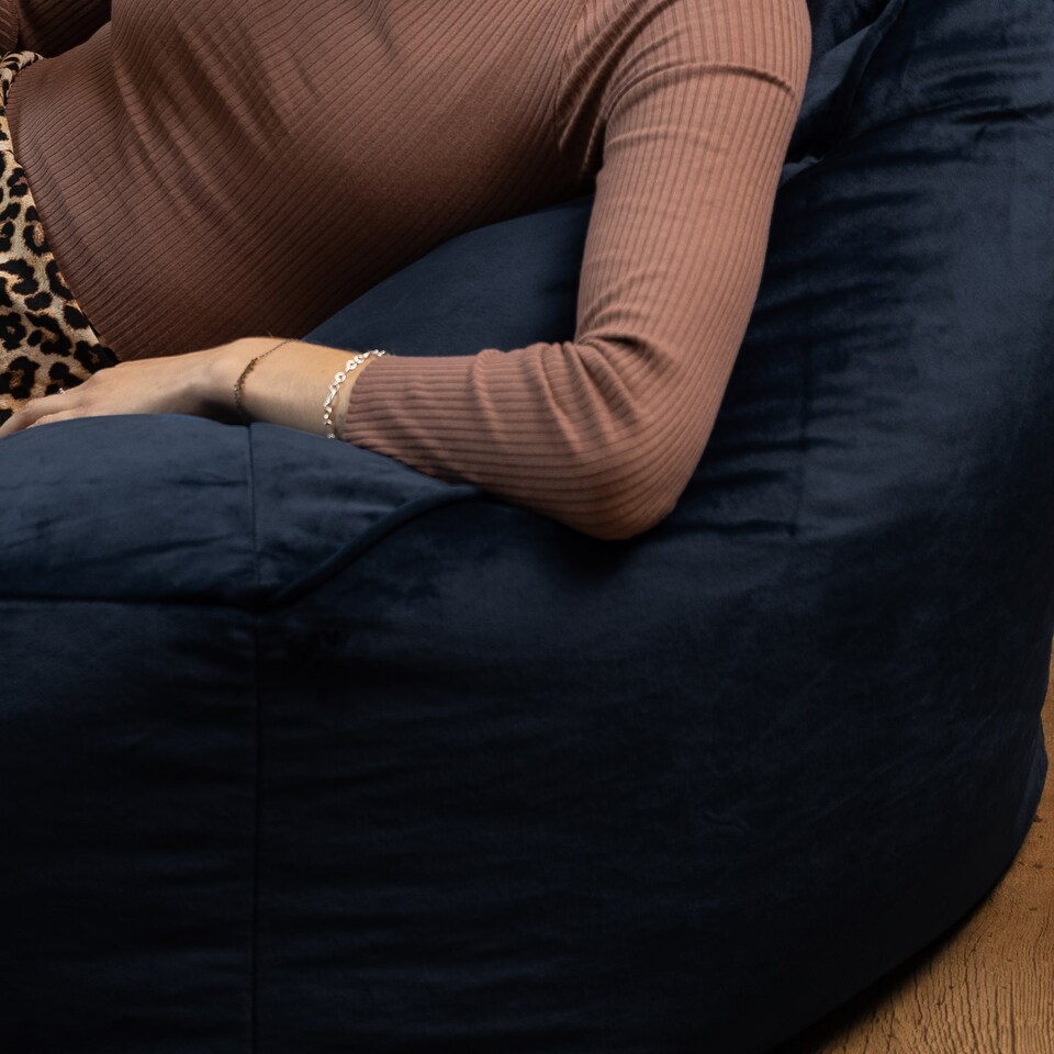 image 1 of Cecilia Bean Bag Sofa Midnight Blue Giant Velvet Bean Bag Chair | Blue | Midnight Blue | XL | 1
