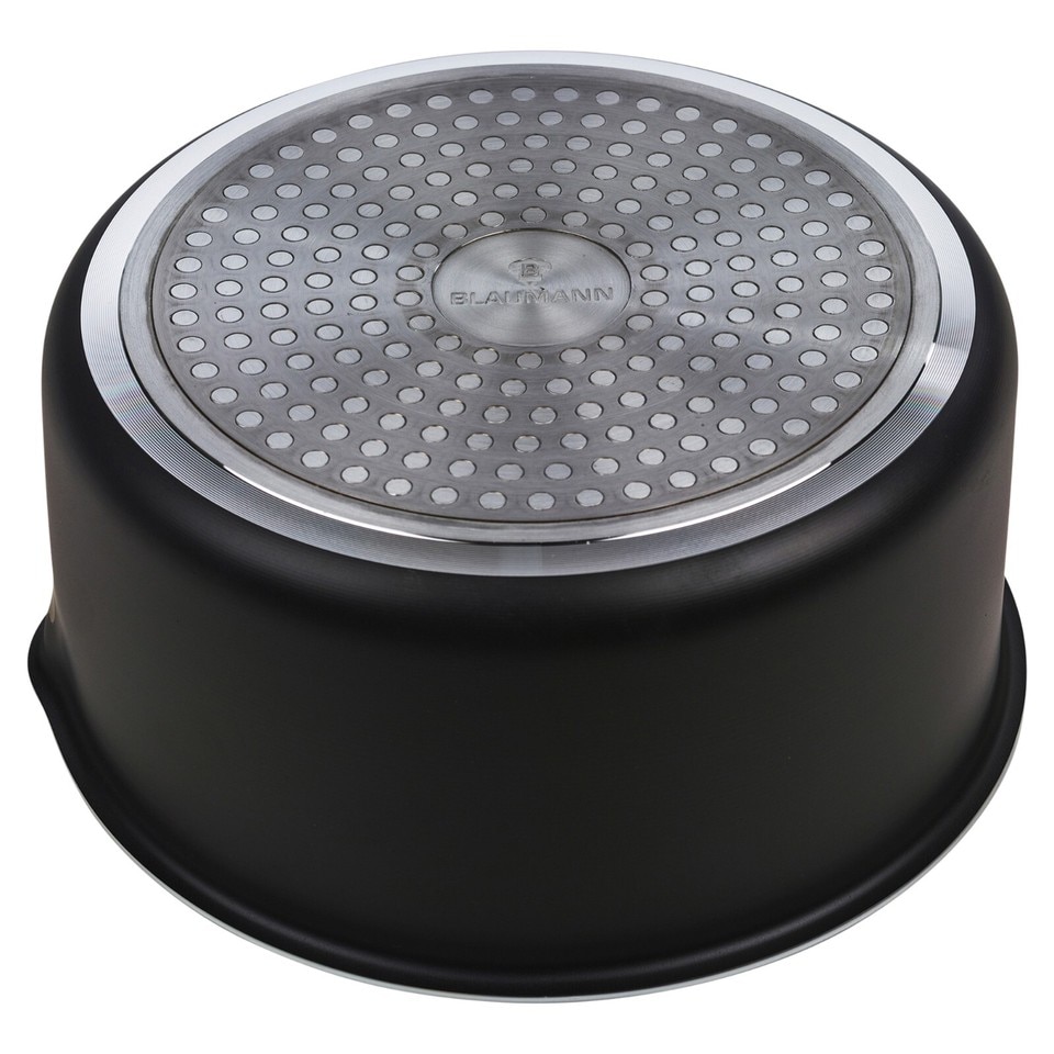 image 1 of Aluminium Induction Stackable Space Saving Pots Frying Pan Set Detachable Handle | Black | Matt Black- 7 Pcs Saucepan & Frying Pan Set