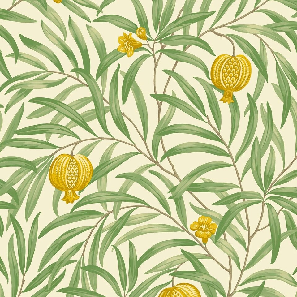 image 1 of Belgravia Pomegranate Wallpaper - Green/Yellow - 10m x 53cm