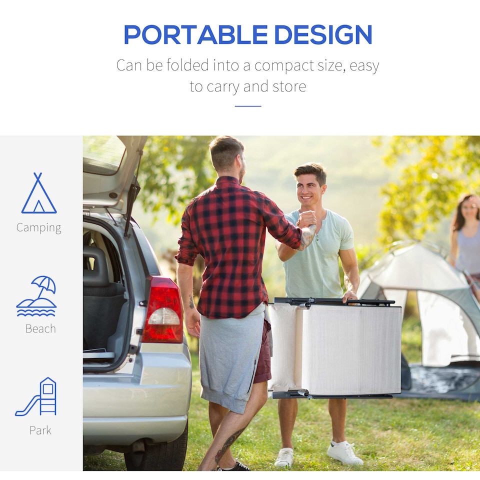 image 1 of Outsunny Sun Lounger Steel Frame Outdoor Folding Chaise Texteline Lounge Chair Recliner with Headrest & 7 Levels Adjustable Backrest, Cream White