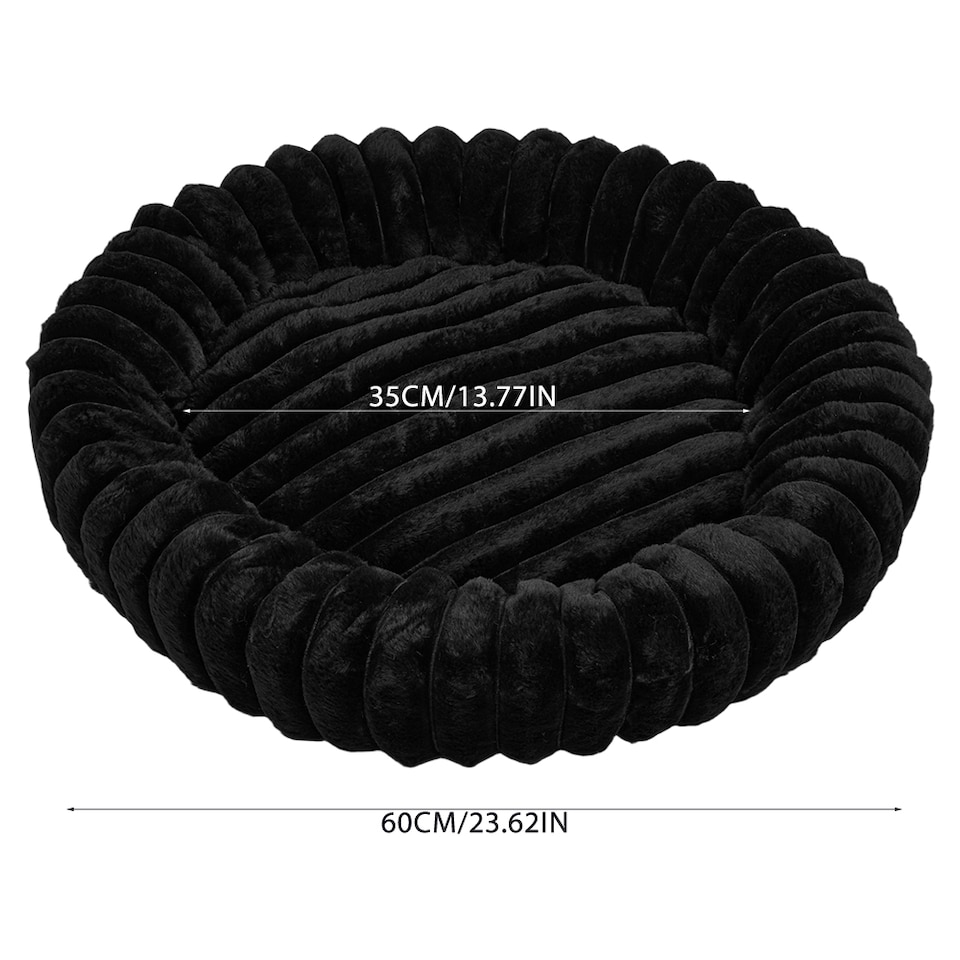 image 1 of Living and Home 6 Colour Soft Donut Pet Bed for Cats & Dogs,Warm & Cosy Retreat | Black | Black | M