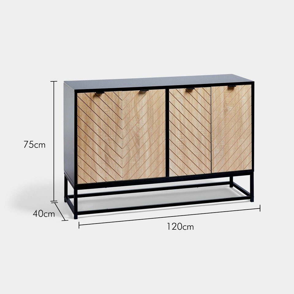 image 1 of VonHaus Industrial Sideboard Storage Cabinet, 4 Doors & 4 Shelves Black