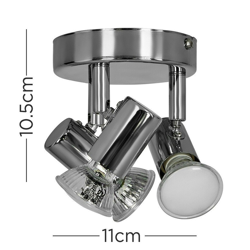 image 1 of ValueLights Consul Polished Silver Spotlight and GU10 Spotlight LED 3W Warm White 3000K Bulb