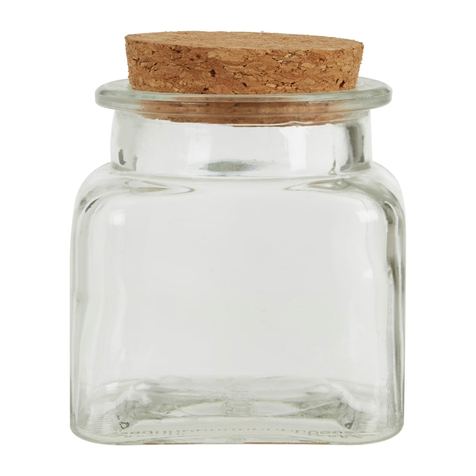image 1 of Interiors by Premier Set of Six Square Small Glass Jars, 160ml Capacity Each, Eco-Friendly Glass with Airtight Cork Lids