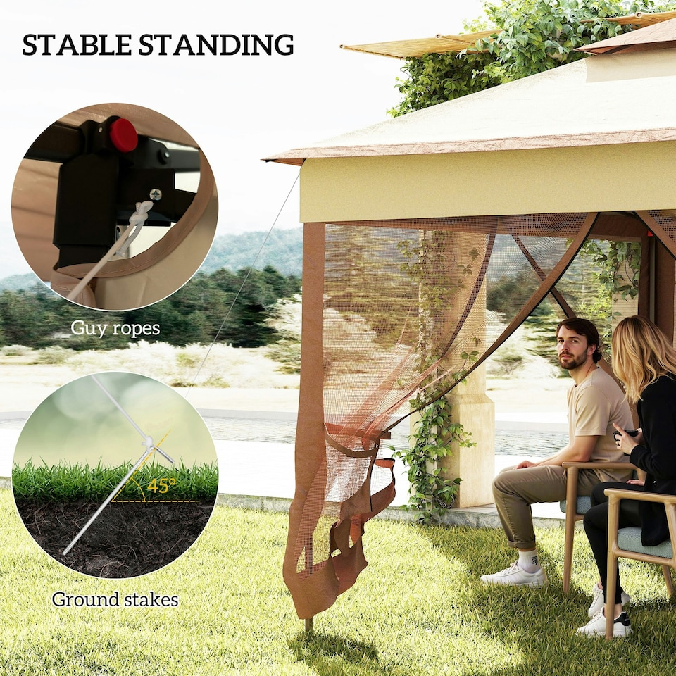 image 1 of Outsunny Garden Folding Tent Heavy Duty Pop Up Gazebo for Party Khaki