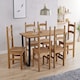 image 1 of Texas Rectangular Dining Table with Metal Legs and 6 Corona Dining Chairs - Black/Antique Waxed Pine Brown