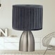 image 4 of First Choice Lighting Set of 2 Valentina Brushed Chrome Touch Lamps with Grey Pleated Velvet Shades Silver | Grey