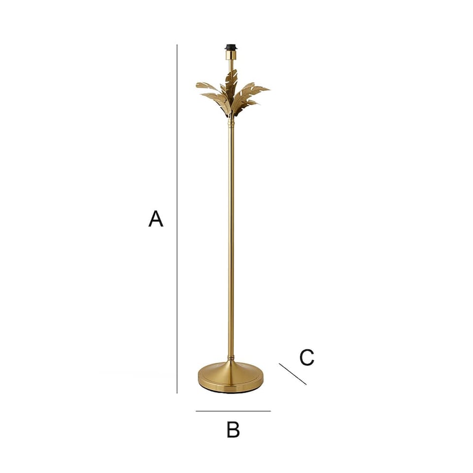 image 1 of ValueLights Christina Gold Palm Leaf Detail Single Stem Floor Lamp Base | Gold