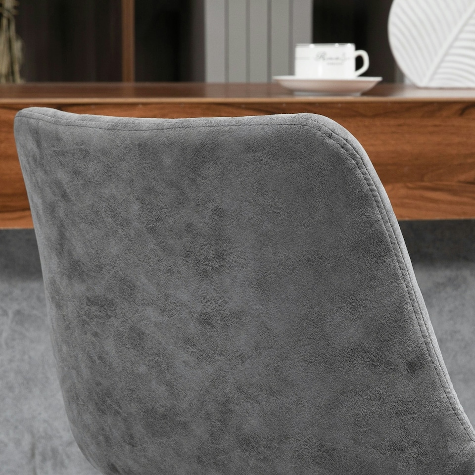 image 1 of HOMCOM Set Of 2 Microfibre Retro Tub Bar Stools Metal Frame Footrest Seat Grey