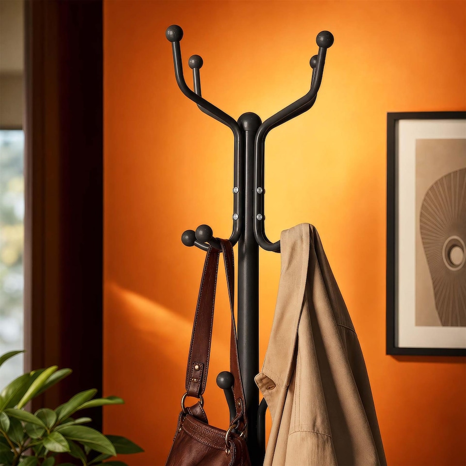 image 1 of Harbour Housewares Free-Standing Steel Coat Rack - Black | Black | Black | One Size