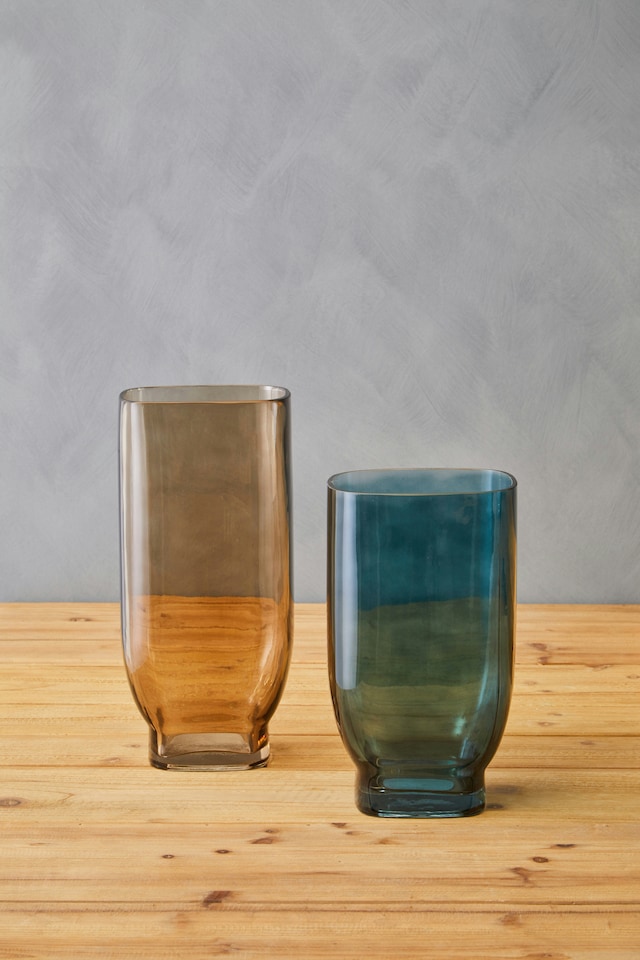 image 1 of Interiors by Premier Smoked Brown Glass Vase, Minimalist Flower Vase, Decorative Glass Vase, Large Flower Vase for Living Room | Brown