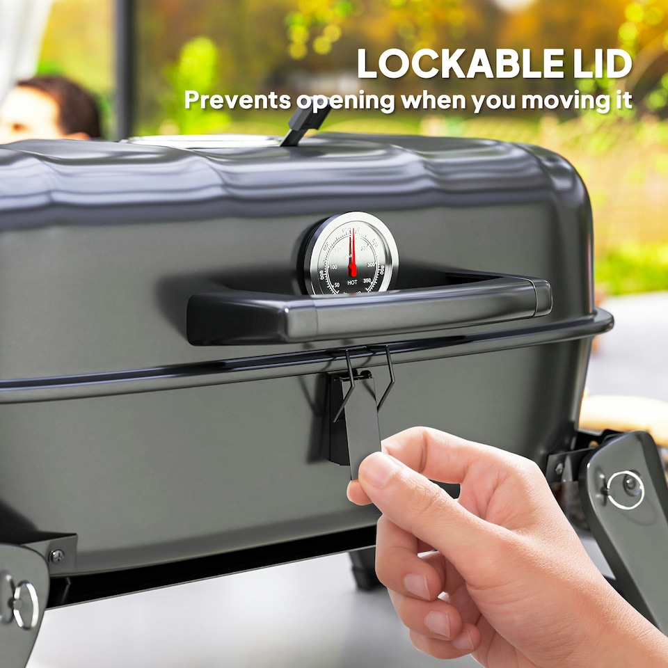 image 1 of Outsunny Folding Charcoal Barbecue Grill, Portable BBQ for Camping, Black
