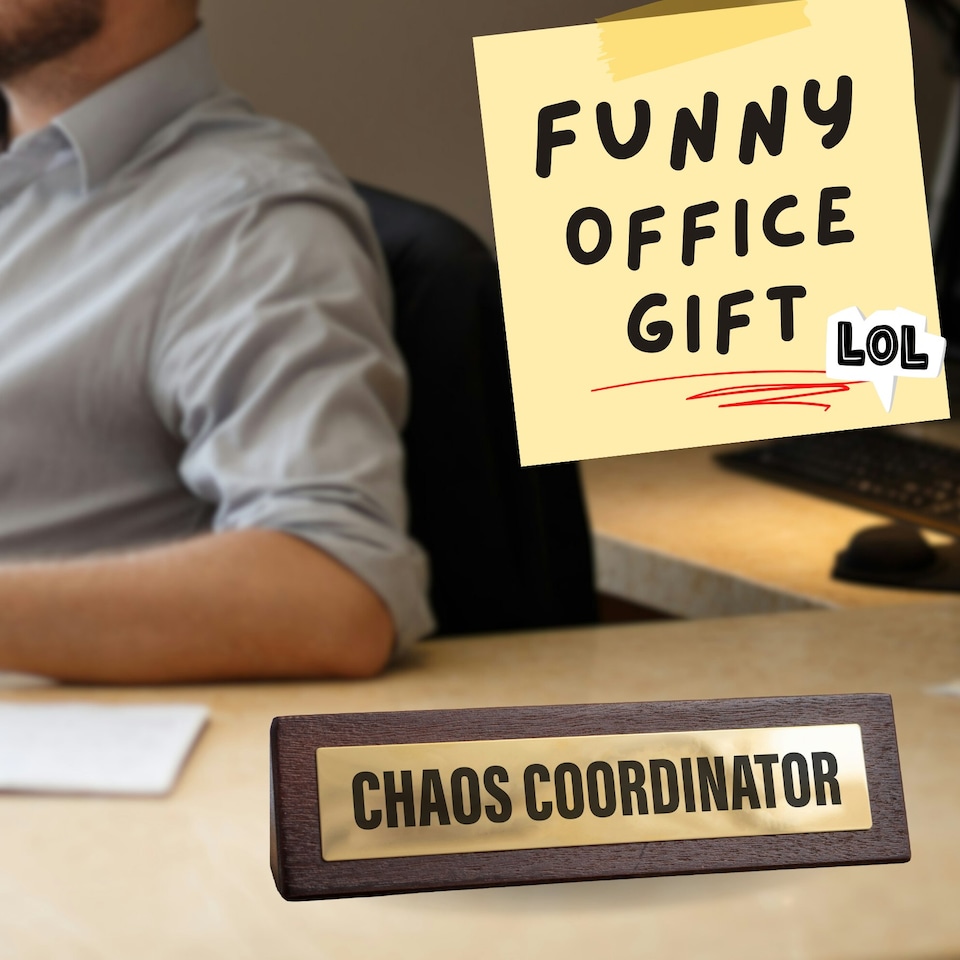image 1 of Wooden Desk Sign - Chaos Coordinator