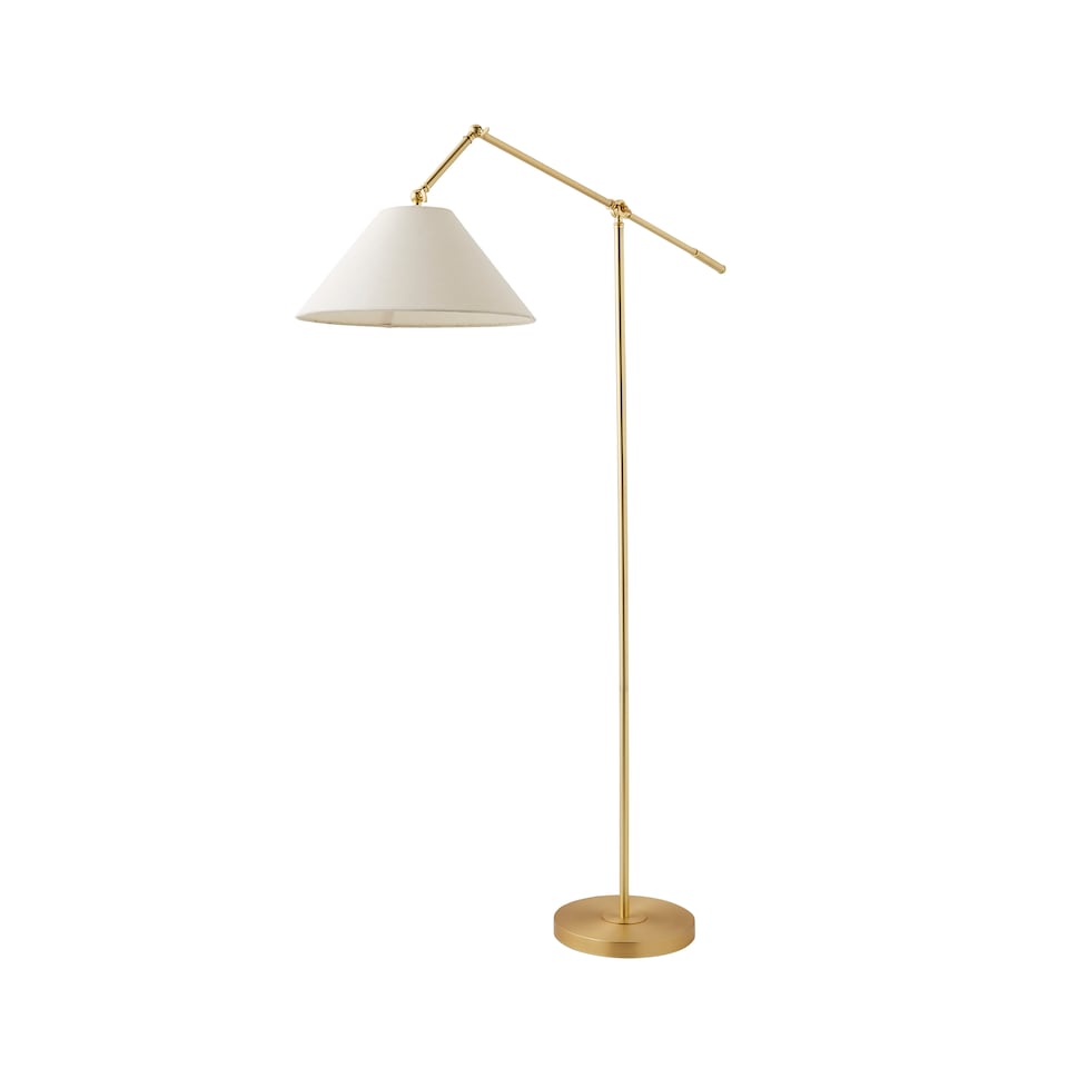 image 1 of ValueLights Layla Brushed Gold Adjustable Floor Lamp and Bulb
