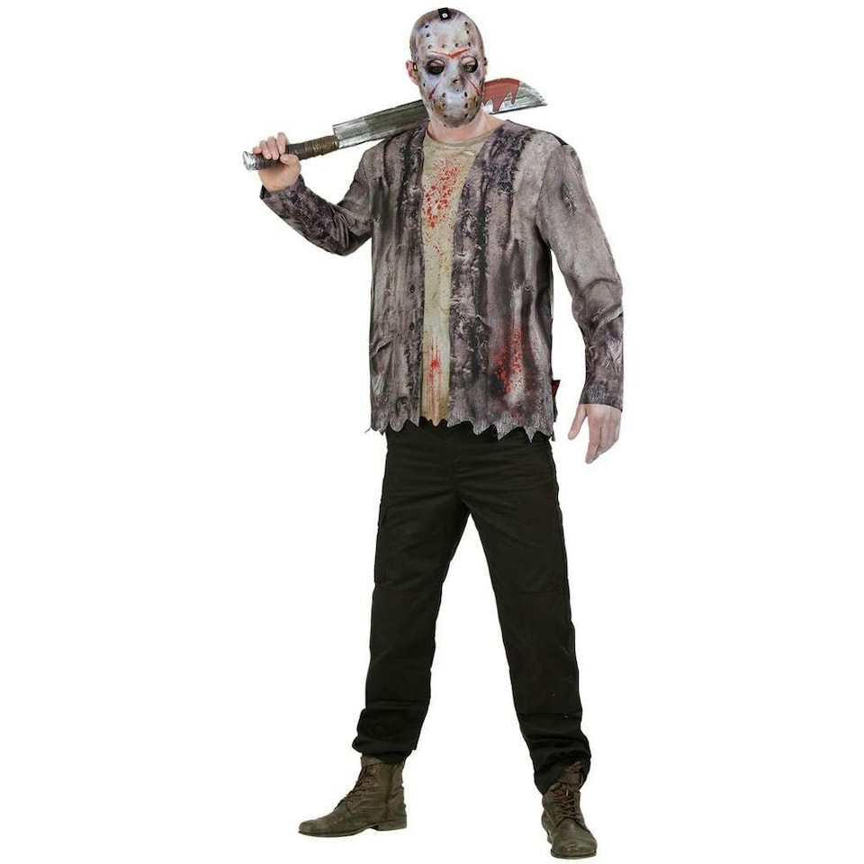 image 1 of Friday The 13th Mens Jason Voorhees Costume - Black/White/Grey - S S