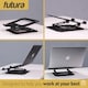 image 5 of Futura Laptop Stand Adjustable Portable Riser, Black Foldable Aluminium Holder for MacBook AirPro and 11 to 17 inch Laptops | Black | Black | One Size | 1