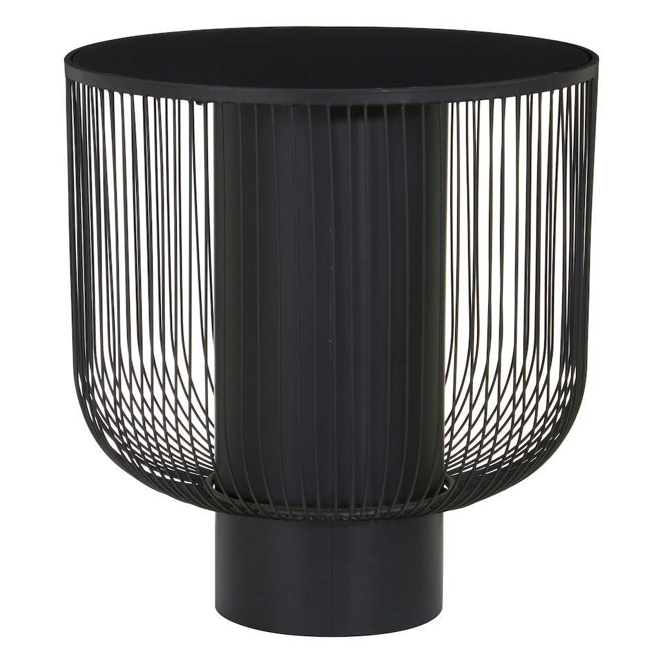 image 1 of Trento End Table With Black Glass Top Black