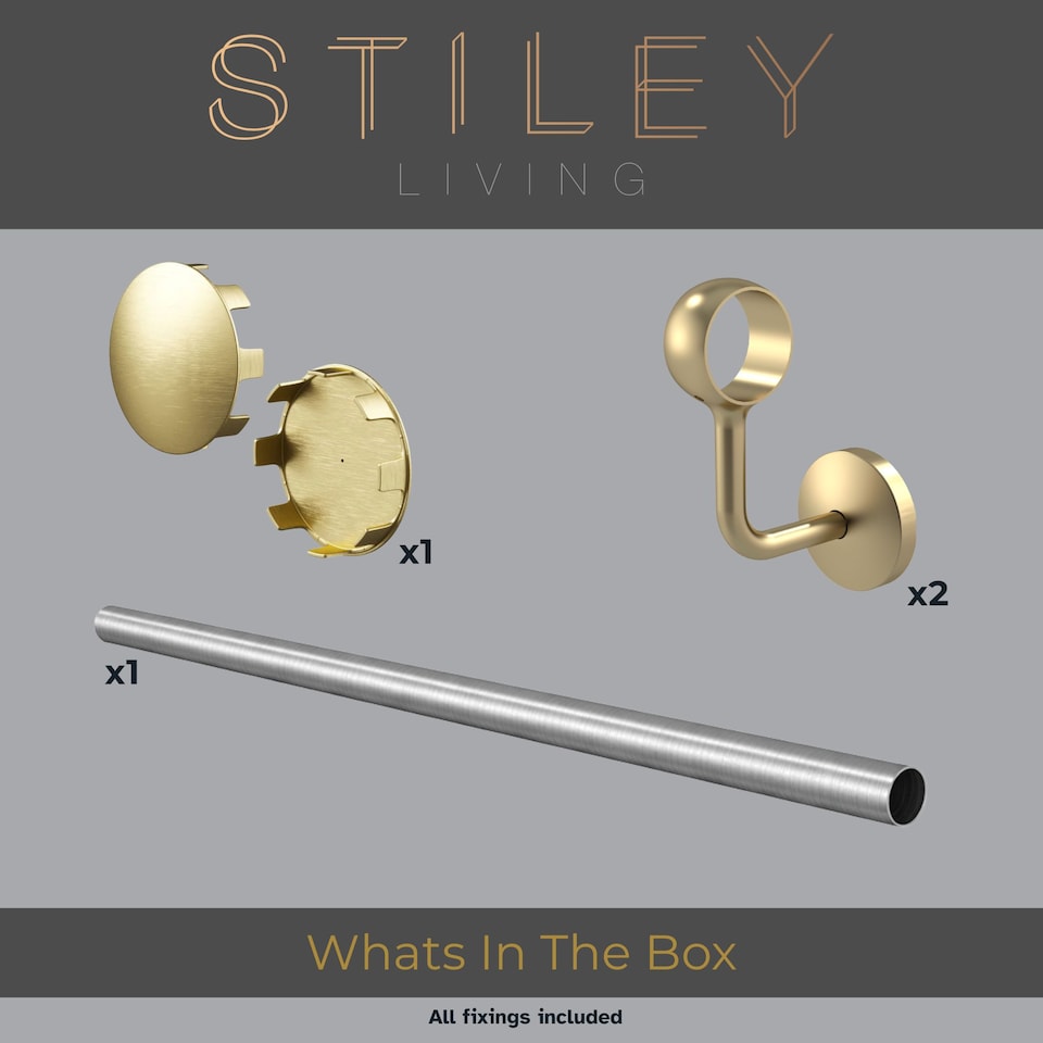 image 1 of Stiley Living Wall Mounted Handrail Kit, Banister System with Brackets and Fixings