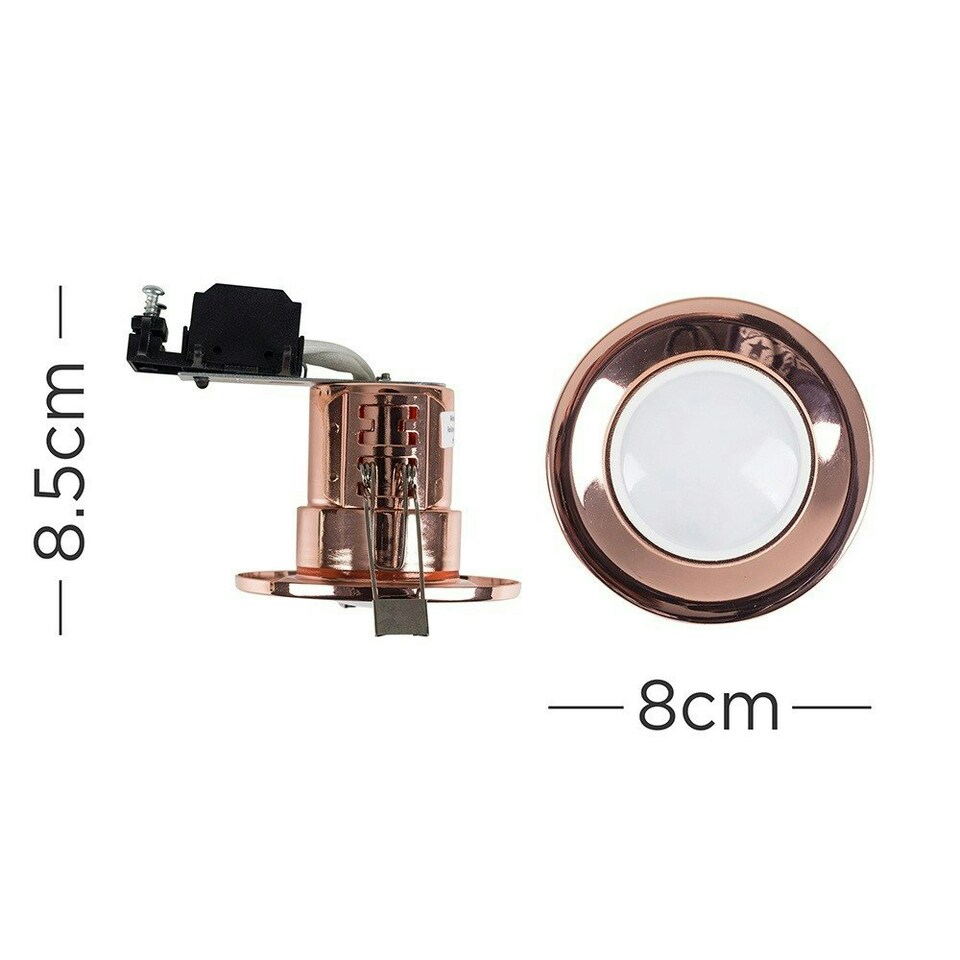 image 1 of ValueLights Pack of 4 - Fire Rated Copper Effect GU10 Recessed Ceiling Downlight/Spotlights With 5w LED Bulbs 6500K Cool White