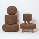 image 5 of Homescapes Chocolate Brown Large Round Cotton Knitted Footstool on Legs