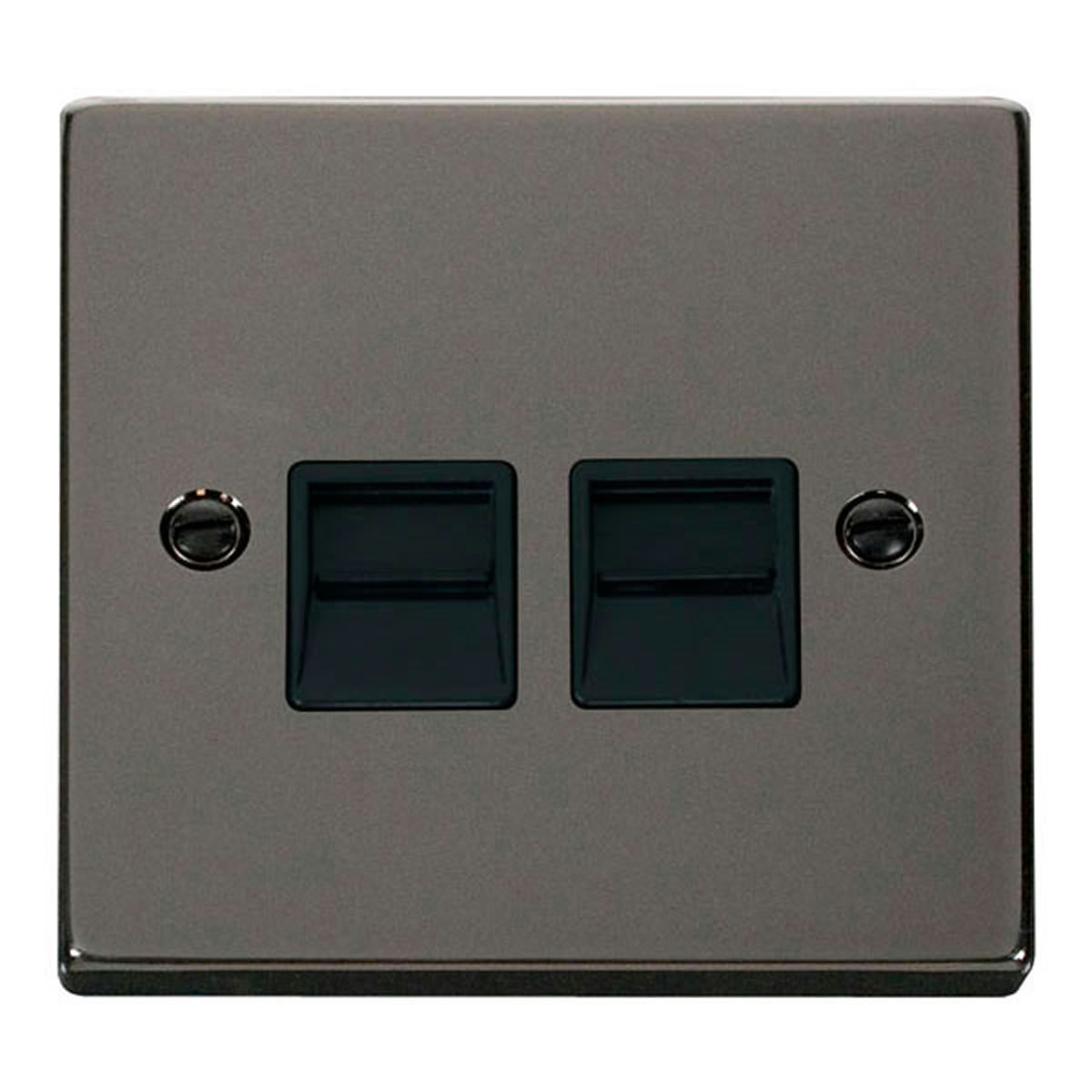 SE HOME Black Nickel Master Telephone Twin Socket Black Black Nickel