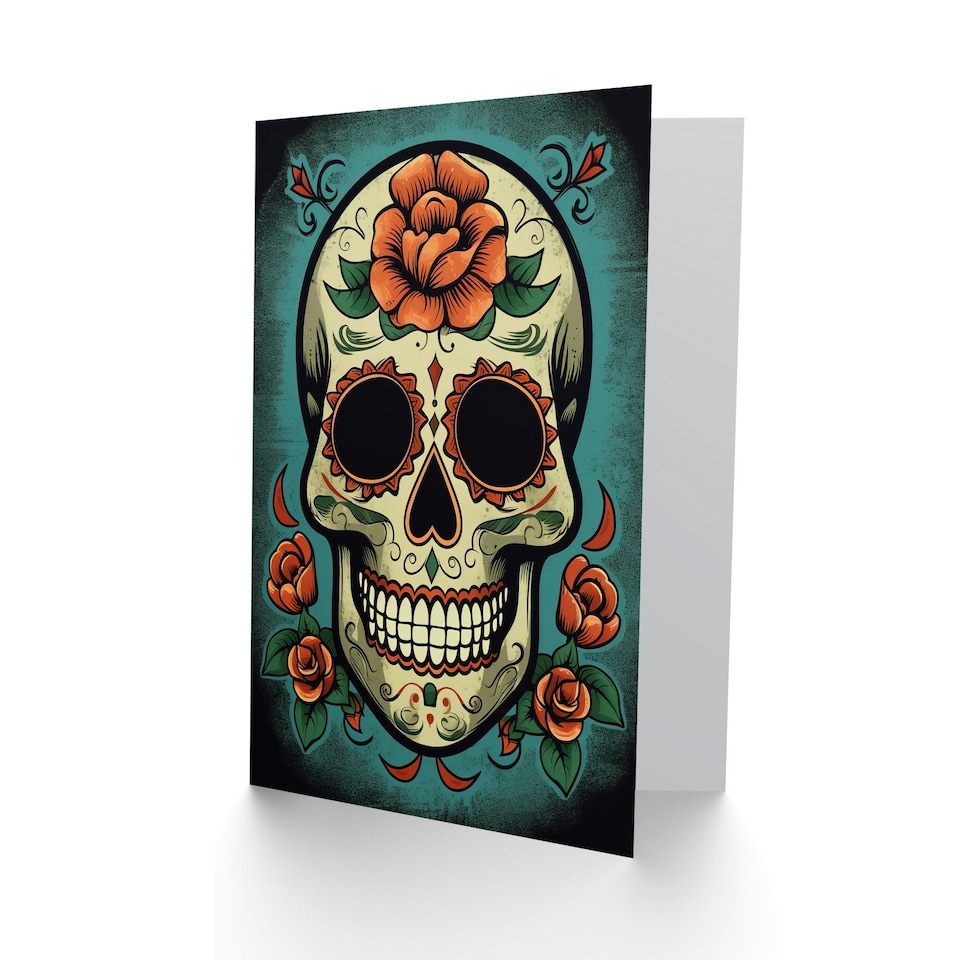 image 1 of Day Dead Skull Roses Wife Birthday Card