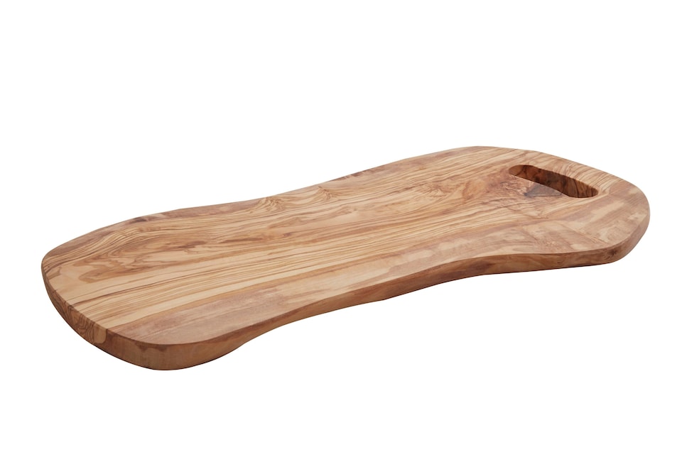 image 1 of Kora Serving Board With Handle in Olive Wood | Cream
