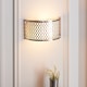 image 4 of Cordero Flush Wall Lamp Satin Nickel Plate, White Fabric & Frosted Glass 2x E14
