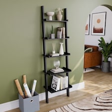 Vida Designs York 5 Tier Ladder Bookcase Display Storage, Black