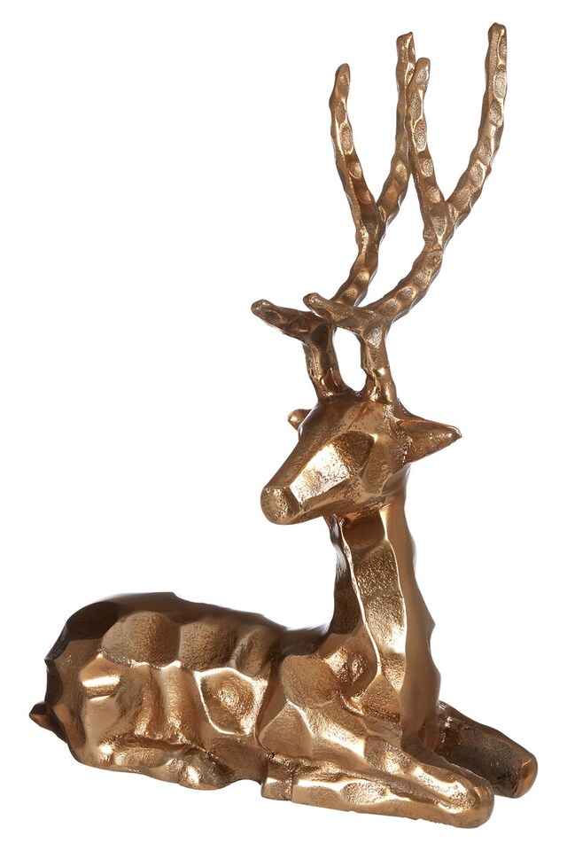image 1 of Decorative Gold Finish Sitting Stag
