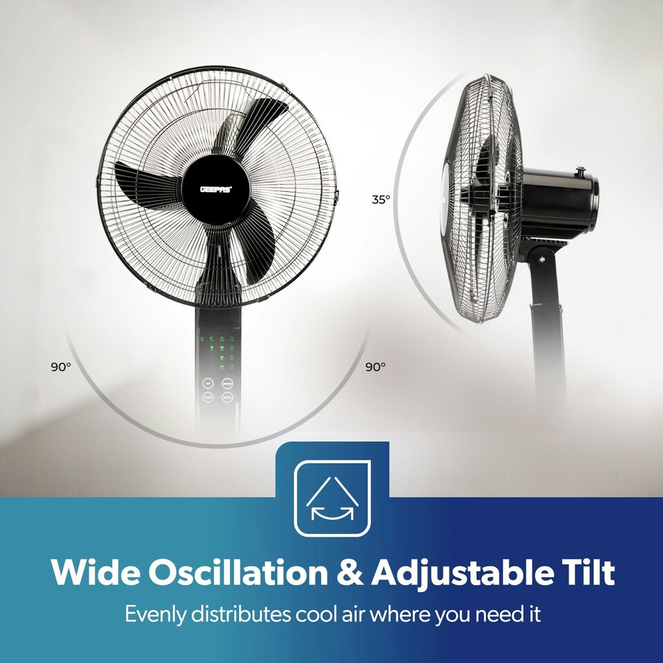 image 1 of GEEPAS 16’’ Pedestal Fan with Remote Control – 60W, LED Display
