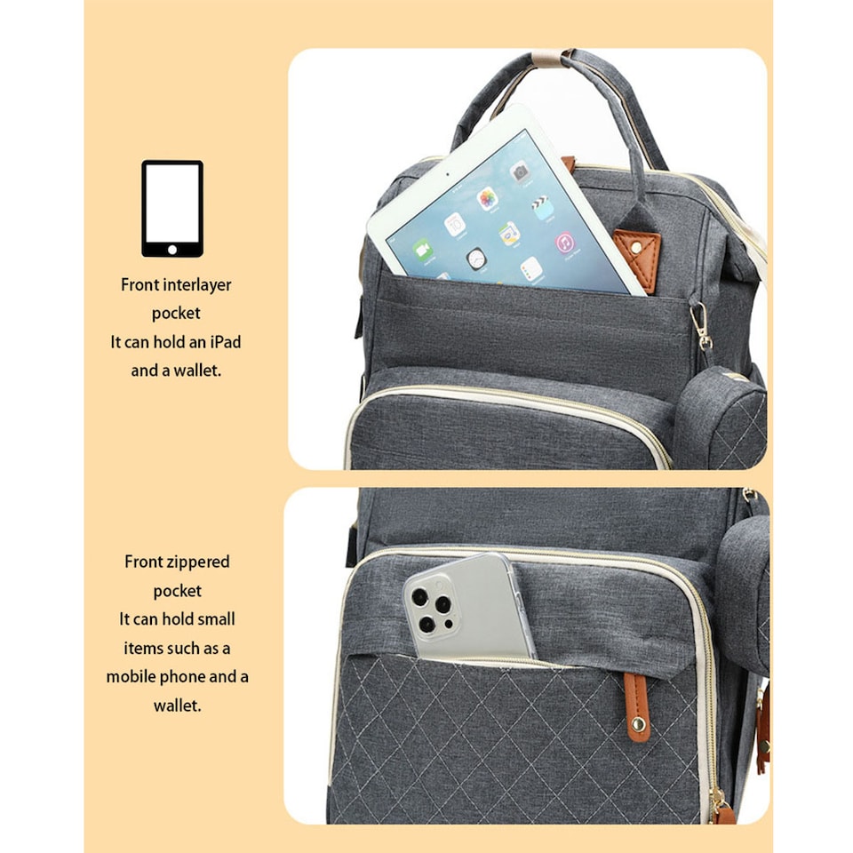 image 1 of Multifunctional Maternity and Baby Backpack for Outings | Grey | Dark Grey