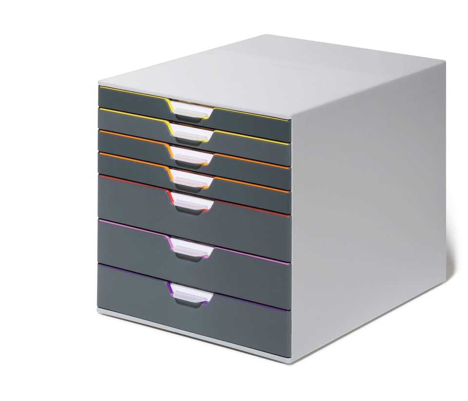 image 1 of Durable VARICOLOR Desktop Organiser 7 Drawer Colour Coded Modular Storage | A4+ | Grey