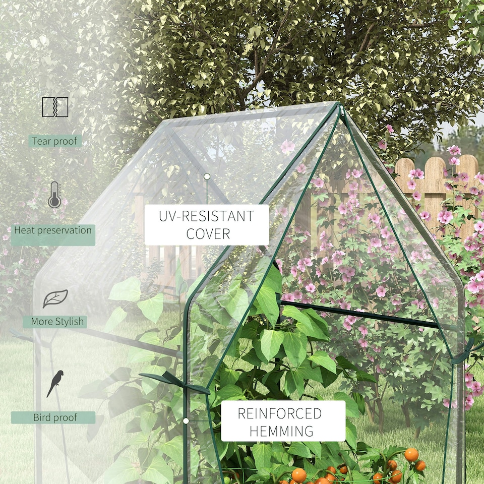 image 1 of Outsunny Tomato Greenhouse with 2 Zipped Doors, Outdoor Green House, Clear