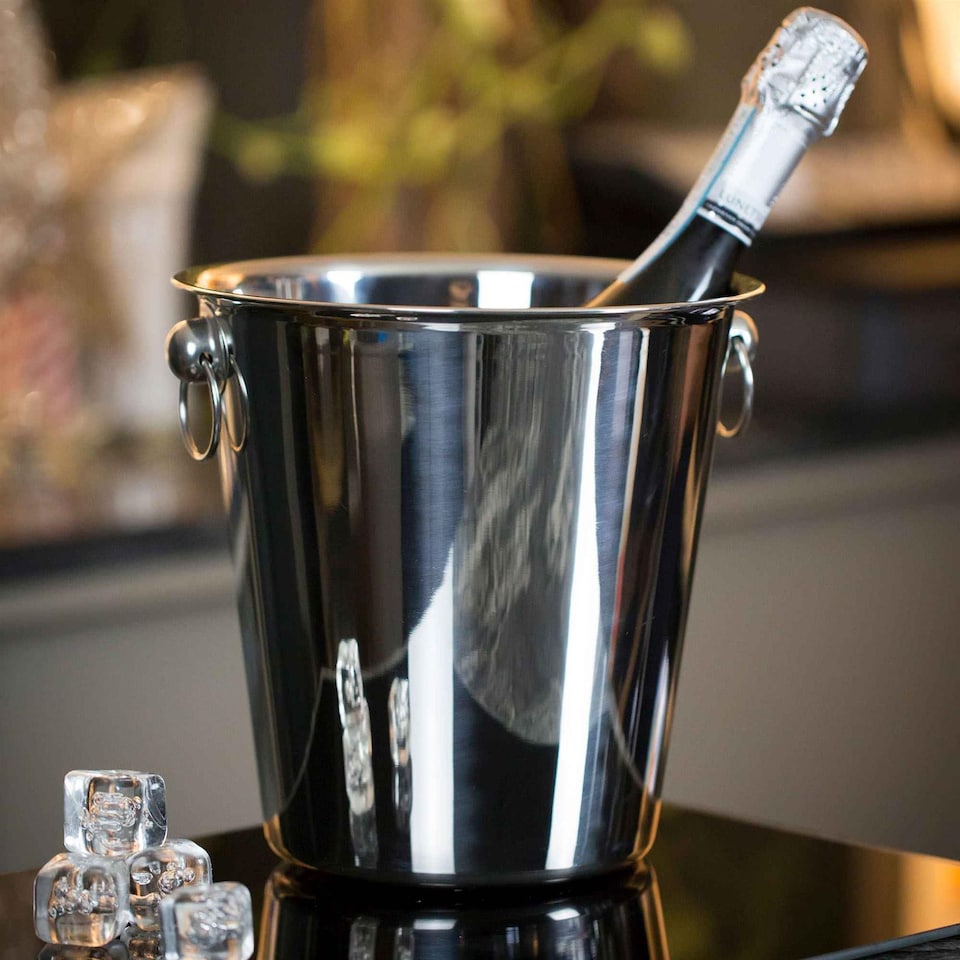 image 1 of Rink Drink Stainless Steel Ice Bucket & Tongs Set - 4 Litre - Silver