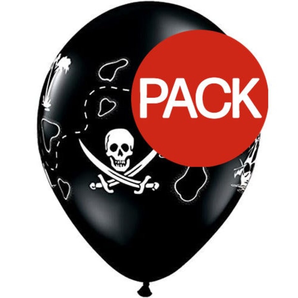 Qualatex Latex Pirate Treasure Balloons (Pack of 50) - Black - One Size