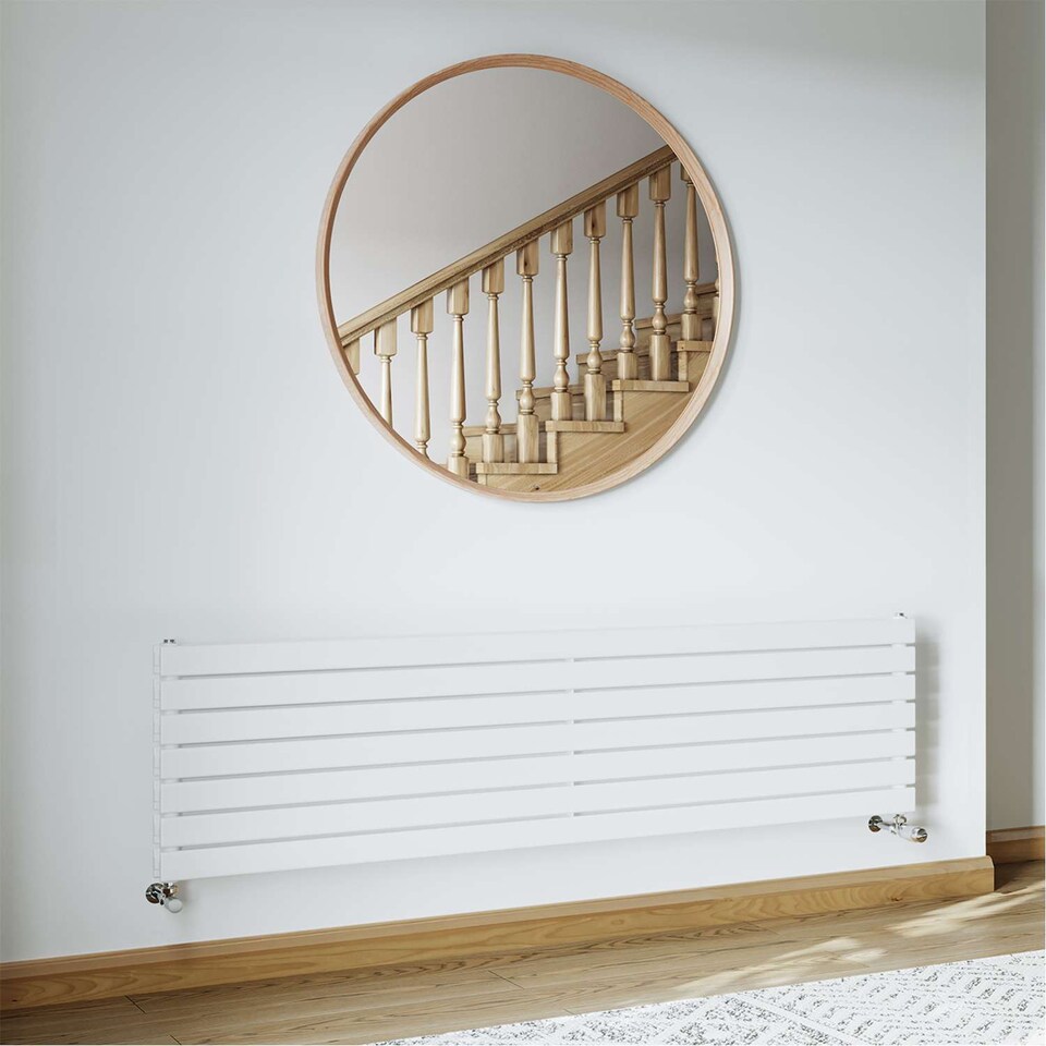 image 1 of Typhoon Axis Horizontal Double Panel Bathroom Radiator - White (H) 476mm x (W) 1800mm
