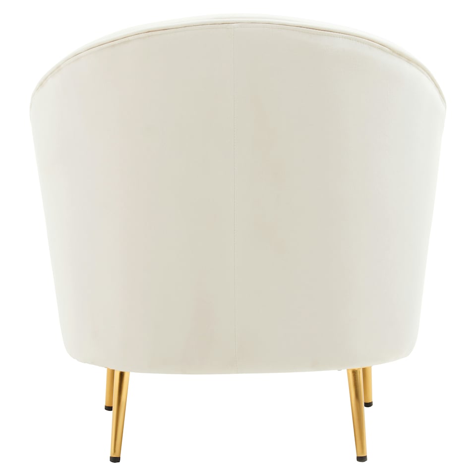 image 1 of Interiors by Premier Beige Velvet Armchair with Cushion, Plush Foam Seat With Gold Finish Metal Legs, Living Room Accent Chair