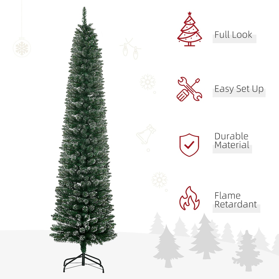 image 1 of HOMCOM 7.5FT Artificial Snow Dipped Christmas Tree Home Indoor Decoration Green