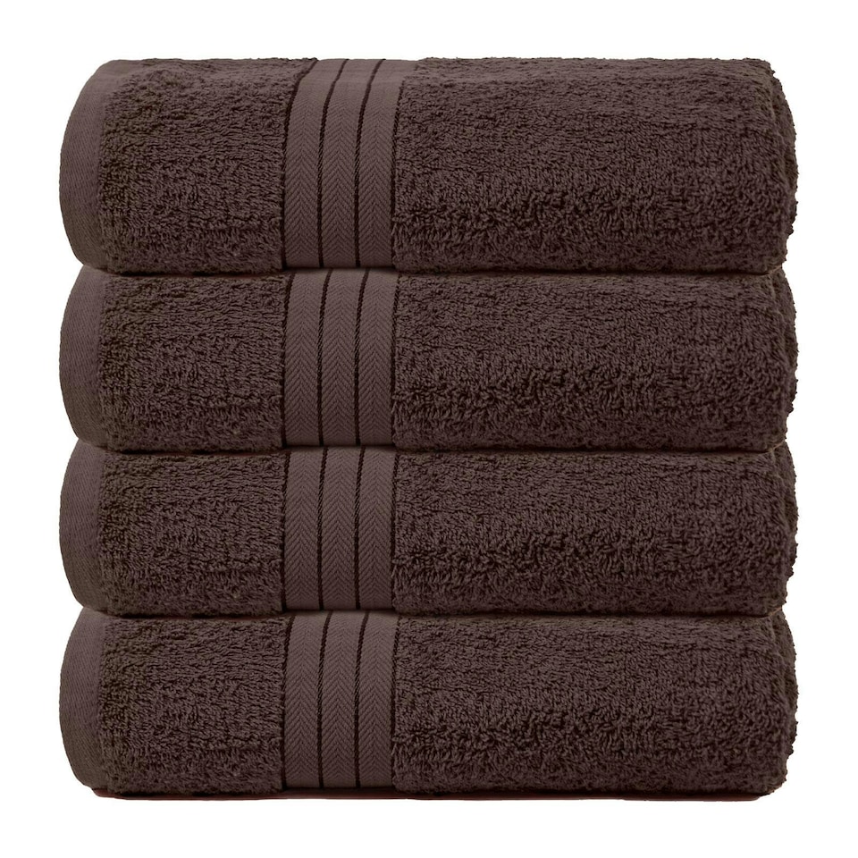 image 1 of OHS 4 x Soft Luxury 100% Cotton 500GSM Bathroom Bath Towels, 70x115cm - Chocolate