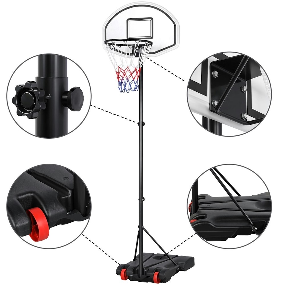 image 1 of Yaheetech 1.9-2.5M Height-Adjustable Basketball Hoop System Black
