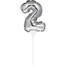 Creative Converting Number 2 Self-Inflating Balloon Cake Topper - Silver - One Size