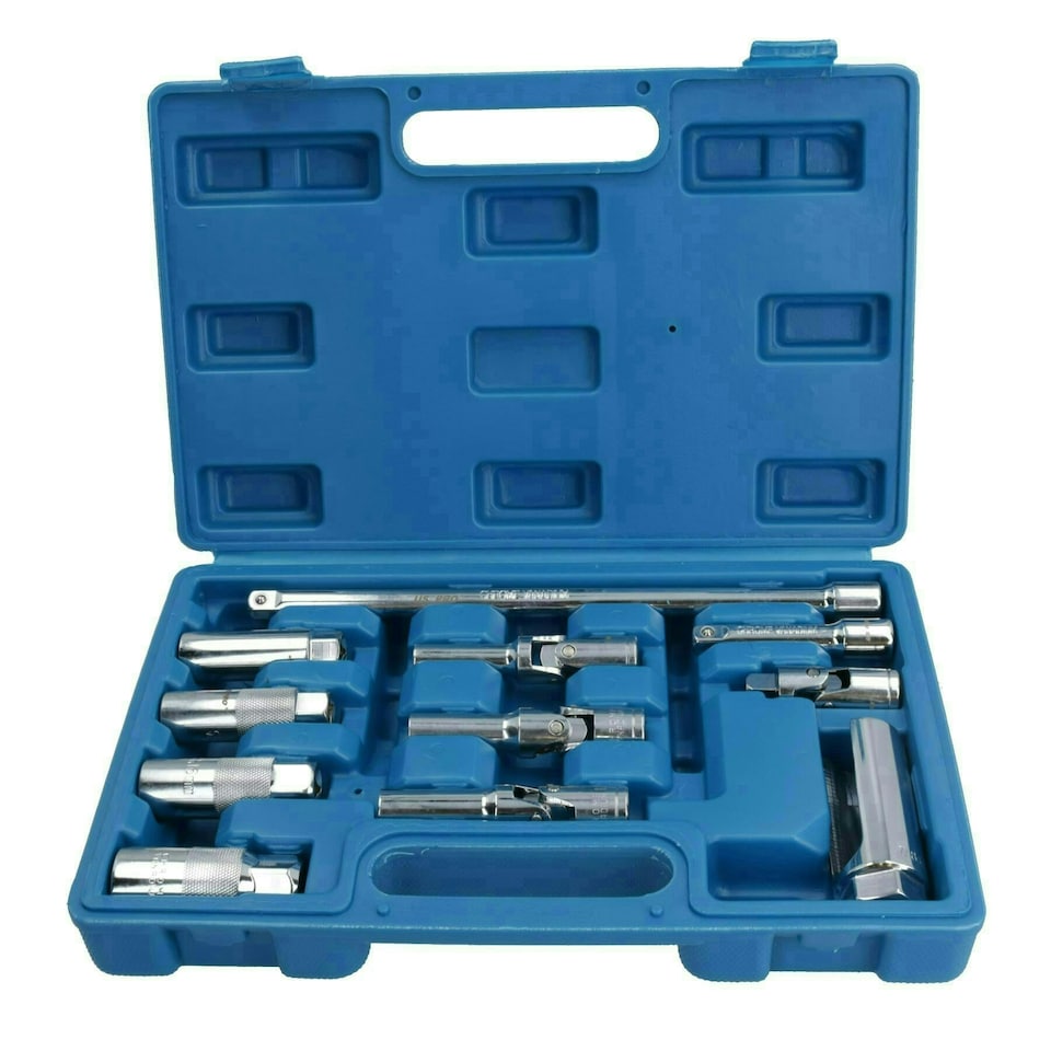 image 1 of Metric 3/8in Drive Glow Plug + Accessory Set Sensor Sockets Spark Plugs 11pc