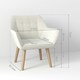 image 8 of HOMCOM Velvet-Feel Accent Chair with Arms Slanted Back Wood Legs Cream